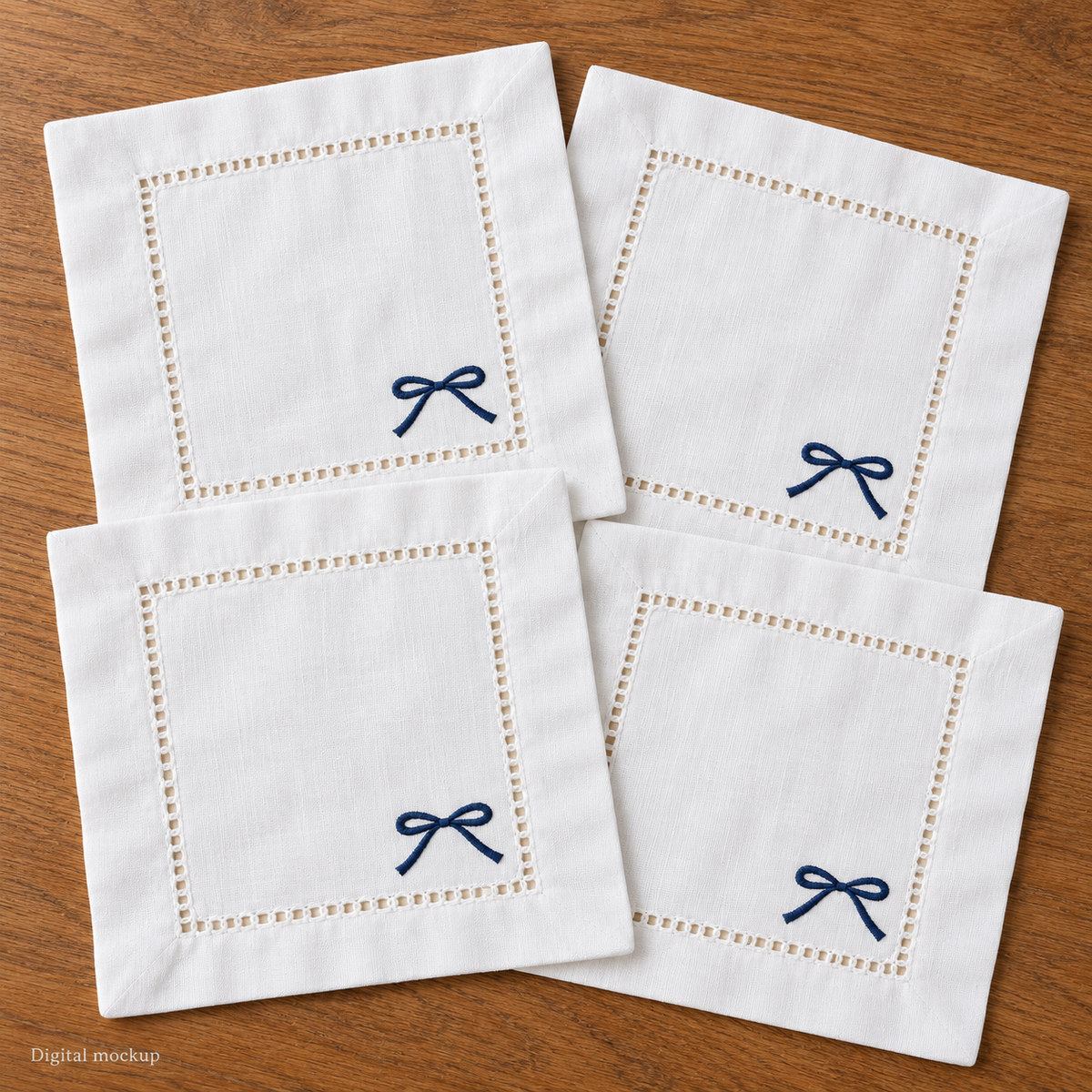 Embroidered Cocktail Napkins  - Set of 4