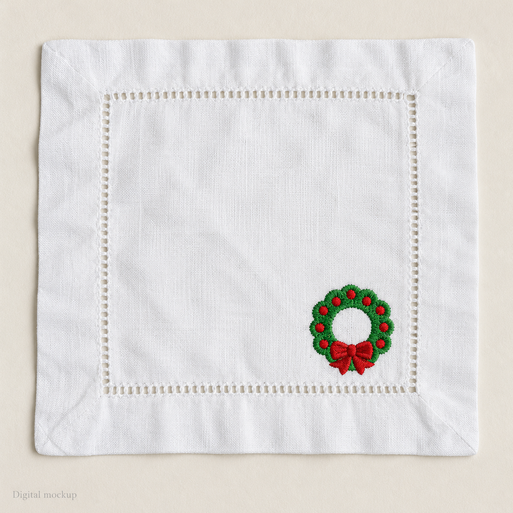 Holiday Embroidered Cocktail Napkins