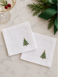 Holiday Embroidered Cocktail Napkins  - Set of 2