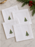 Holiday Embroidered Cocktail Napkins  - Set of 4